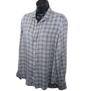 Frank & Eileen Women's Eileen Modal Plaid Shirt Grey White XS